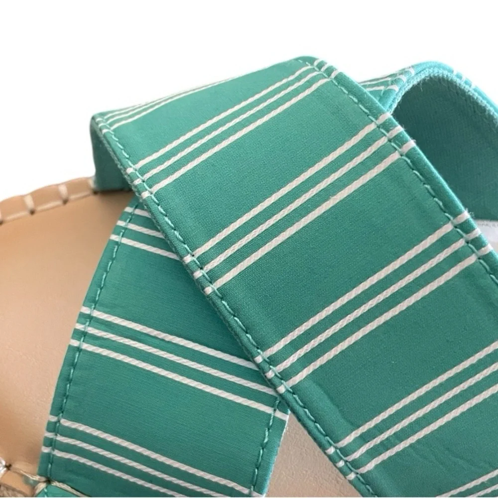 💖 5 for $25 💖 Serra Turquoise Green and White Striped Espadrille Sandals